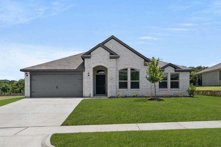 Front exterior of a new home in Mountain Valley, Burleson, TX, highlighting curb appeal (Image 11).