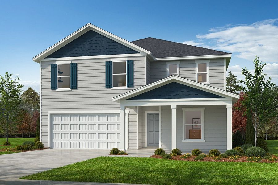 Representative exterior photo of a completed home built from the Plan 2723 by KB Home in Cottages at Clovis Point, Kings Mountain, NC (Image 12). Representative exterior photo of a completed home built from the Plan 2723 by KB Home in Cottages at Clovis Point, Kings Mountain, NC (Image 12).