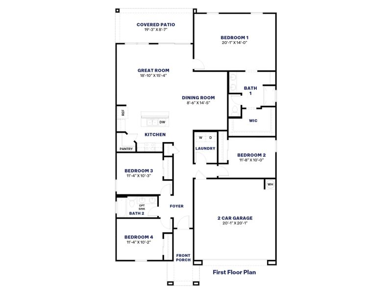 2D floor plan layout for the Justin by D.R. Horton in Sorrento, Maricopa, AZ (Image 5). 2D floor plan layout for the Justin by D.R. Horton in Sorrento, Maricopa, AZ (Image 5).