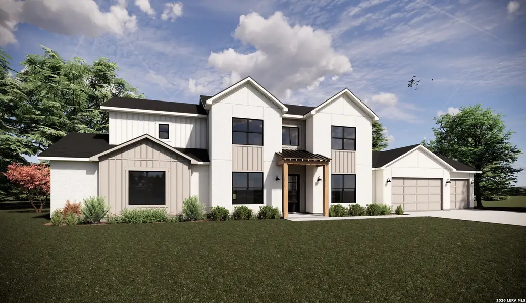 Front exterior of a new home in , Boerne, TX, highlighting curb appeal (Image 1). Front exterior of a new home in , Boerne, TX, highlighting curb appeal (Image 1).