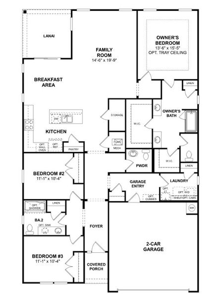 2D floor plan layout for the Meadow by M/I Homes in Bellamore, York, SC (Image 3).