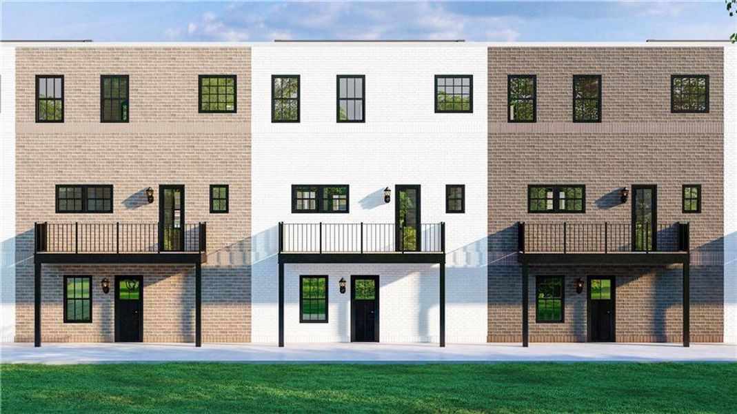 Front exterior of a new home in Skyview On Broad, Sugar Hill, GA, highlighting curb appeal (Image 24).