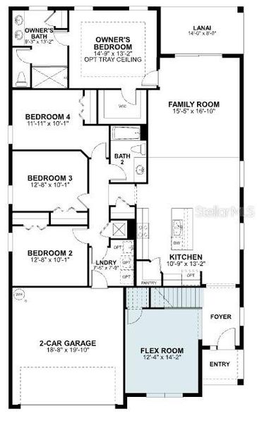 2D floor plan layout of this home in Bay Lake Farms, St. Cloud, FL (Image 4).