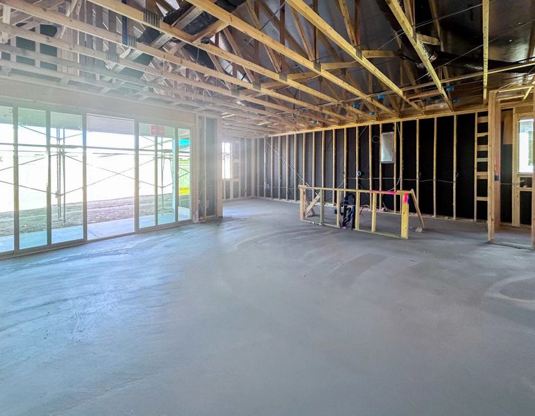 Great room, kitchen and dining