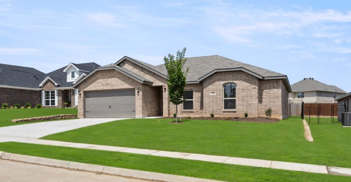 Representative exterior photo of a completed home built from the Pembridge II by Impression Homes in Mountain Valley, Burleson, TX (Image 2). Representative exterior photo of a completed home built from the Pembridge II by Impression Homes in Mountain Valley, Burleson, TX (Image 2).