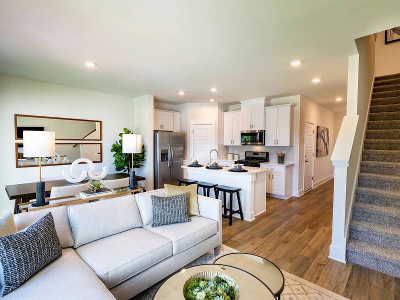 The open floorplan allows for easy entertaining. Photography from City Station Townes. The open floorplan allows for easy entertaining. Photography from City Station Townes.