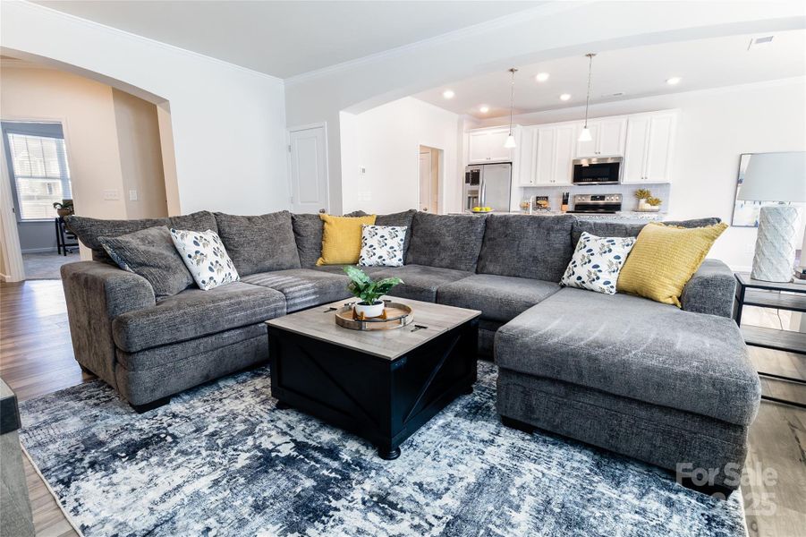 Great room opens to Kitchen and Dining