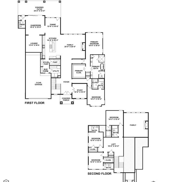 2D floor plan layout of this home in Two Step Farm, Montgomery, TX (Image 2).
