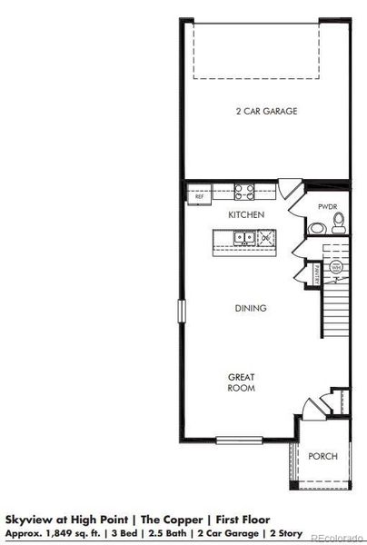 2D floor plan layout of this home in Skyview at High Point, Aurora, CO (Image 4).