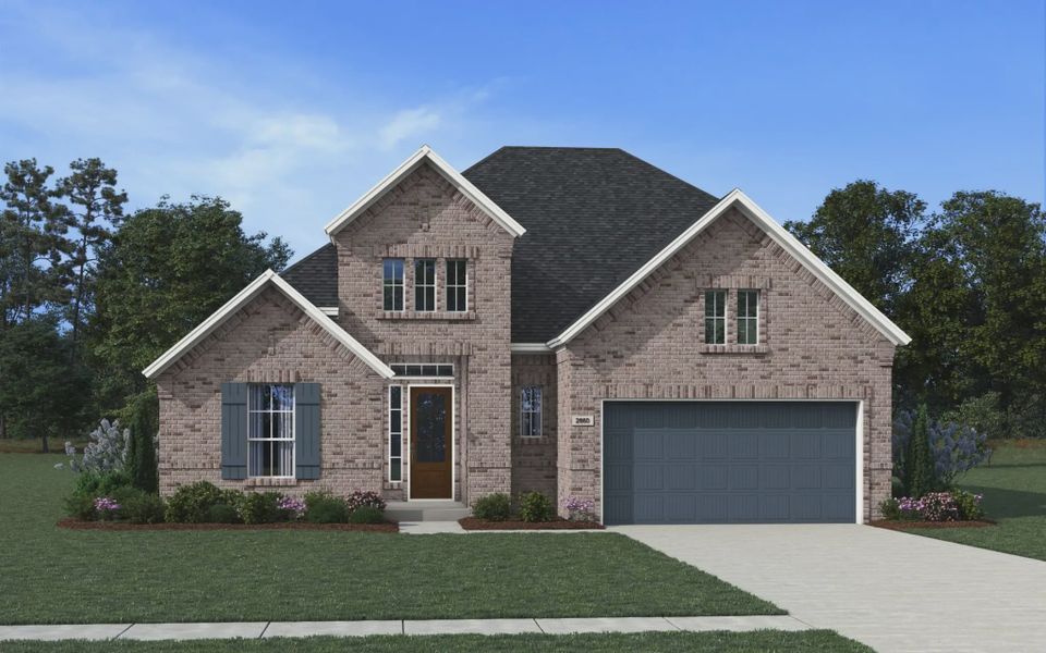 Representative exterior photo of a completed home built from the Bloomington by Chesmar Homes in Buffalo Crossing, Rosenberg, TX (Image 2). Representative exterior photo of a completed home built from the Bloomington by Chesmar Homes in Buffalo Crossing, Rosenberg, TX (Image 2).