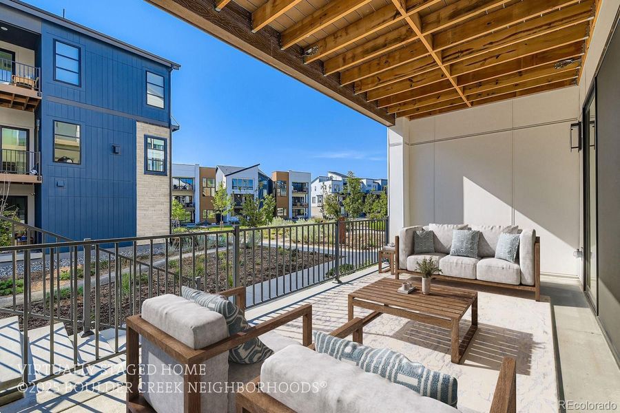 Exterior details and patio area of a home in Baseline, Broomfield (Image 30).