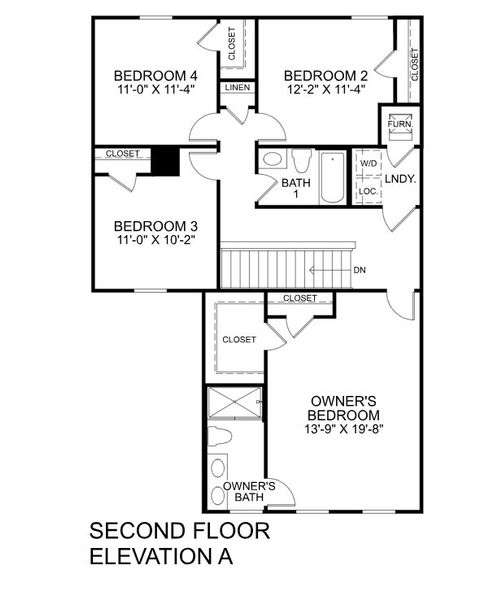 2D floor plan layout for the Lily by Ryan Homes in Stanford Village, Lyman, SC (Image 3).