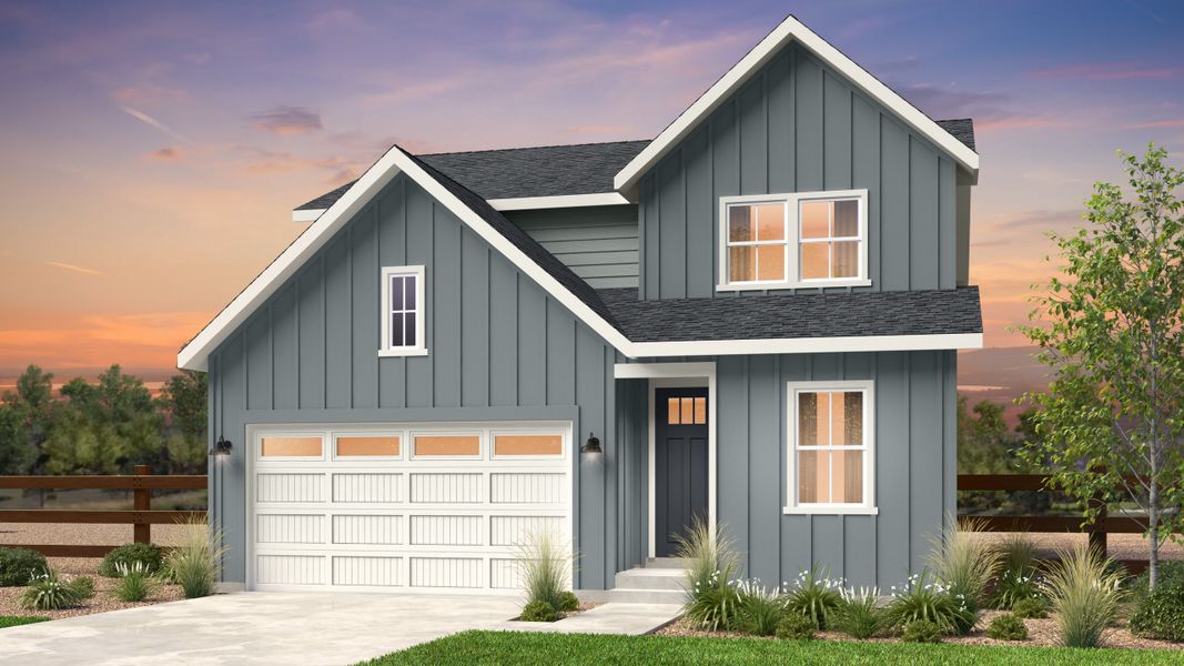 Representative exterior photo of a completed home built from the Estes by Taylor Morrison in The Town Collection at Independence, Elizabeth, CO (Image 22).