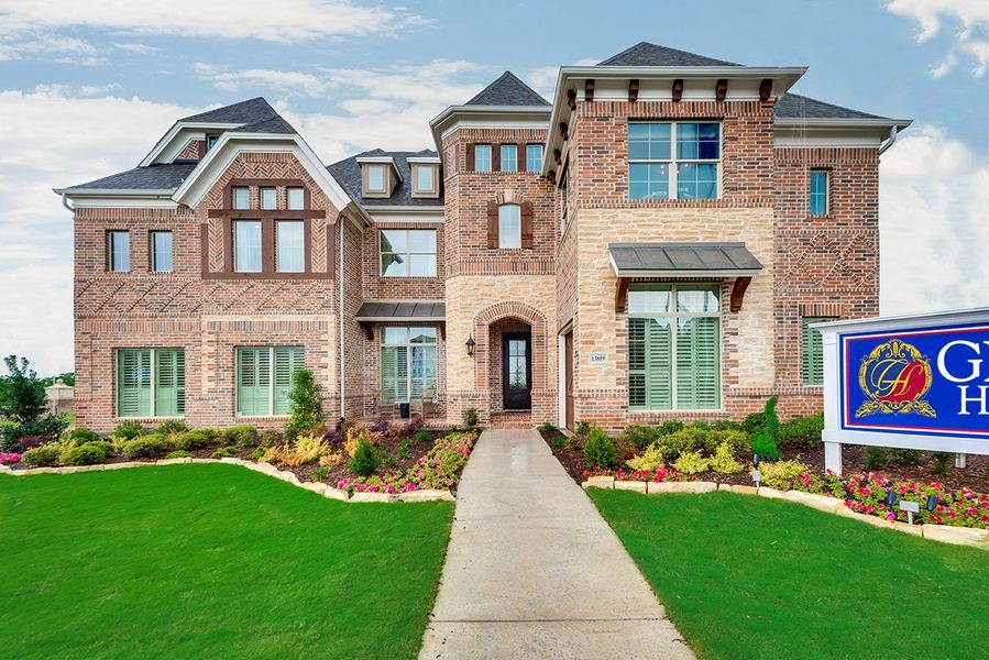 Representative exterior photo of a completed home built from the Miramonte by Grand Homes in Park Place, Prosper, TX (Image 2). Representative exterior photo of a completed home built from the Miramonte by Grand Homes in Park Place, Prosper, TX (Image 2).