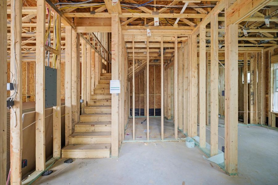 Stairs leading to second floor living space.