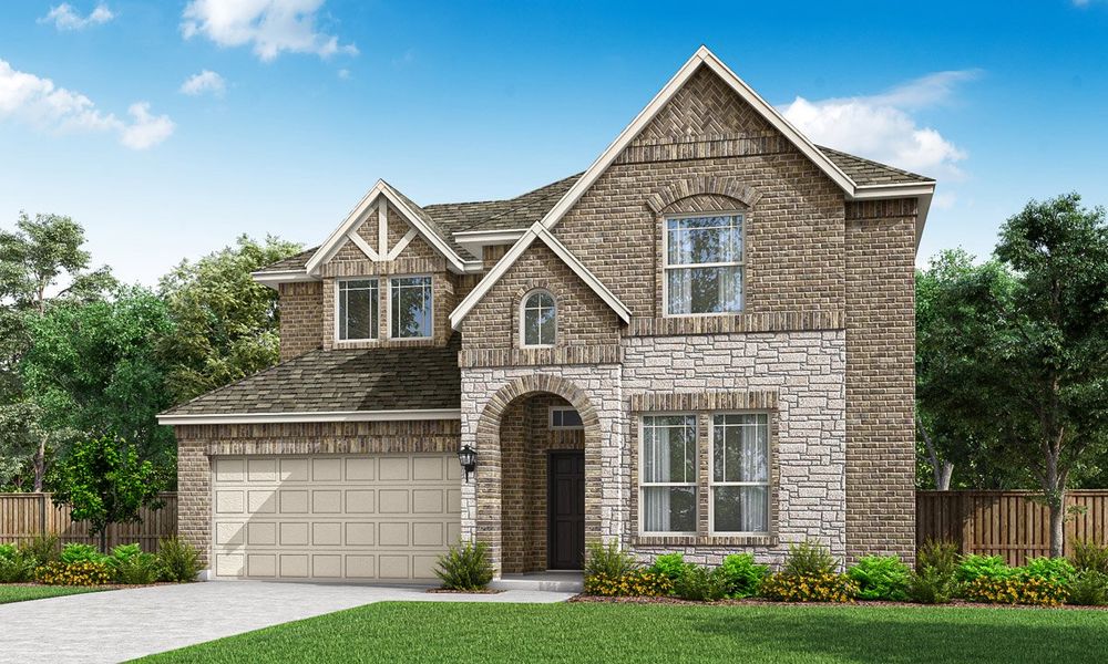 Front exterior of a new home in Creekview Meadows, Pilot Point, TX, highlighting curb appeal (Image 1). Front exterior of a new home in Creekview Meadows, Pilot Point, TX, highlighting curb appeal (Image 1).