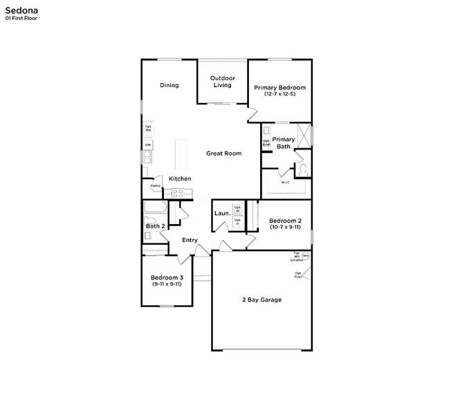 2D floor plan layout for the Sedona by DRB Homes in Magma Ranch, Florence, AZ (Image 3).