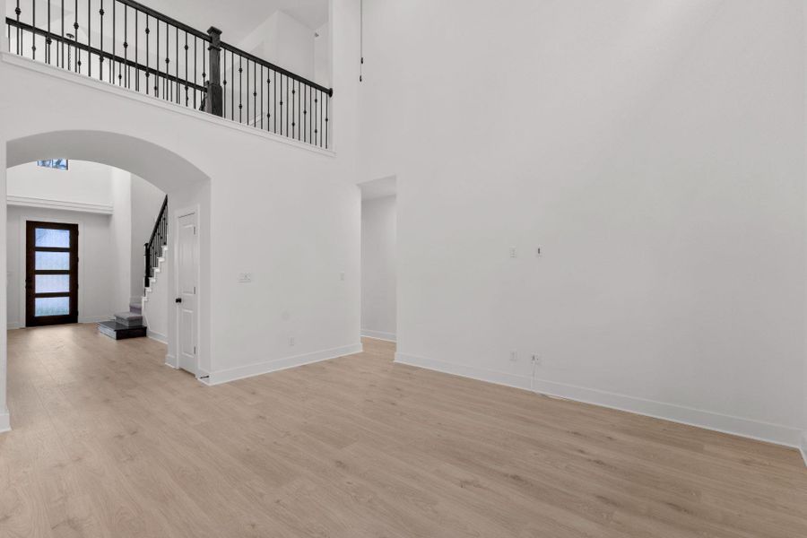 Family Room with soaring ceiling