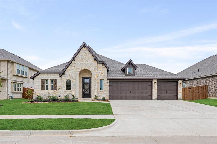 Front exterior of a new home in Hampton Park, Glenn Heights, TX, highlighting curb appeal (Image 22).
