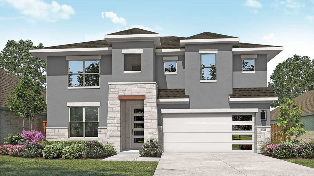 Representative exterior photo of a completed home built from the Magnolia by DRB Homes in Sunfield, Buda, TX (Image 8).