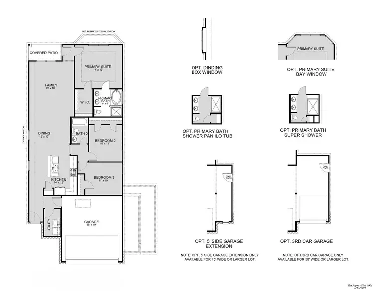 2D floor plan layout for the The Aspen by Legend Homes in Hickory Ridge, Elmendorf, TX (Image 3).