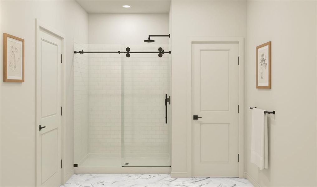 Walk-in shower in primary bath (*Photo not of actual home and used for illustration purposes only.)