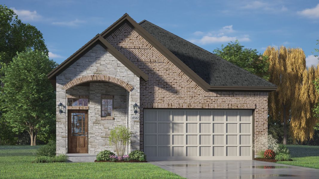 Representative exterior photo of a completed home built from the Ann Arbor by Chesmar Homes in Jordan Ranch 40's, Fulshear, TX (Image 11).