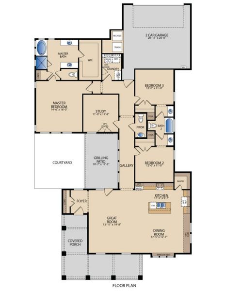 2D floor plan layout for the Glacier by Pacesetter Homes in Easton Park, Austin, TX (Image 4). 2D floor plan layout for the Glacier by Pacesetter Homes in Easton Park, Austin, TX (Image 4).