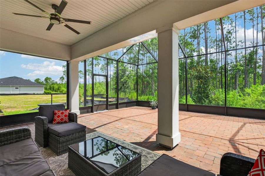 Exterior details and patio area of a home in Reverie at Palm Coast, Palm Coast (Image 3).