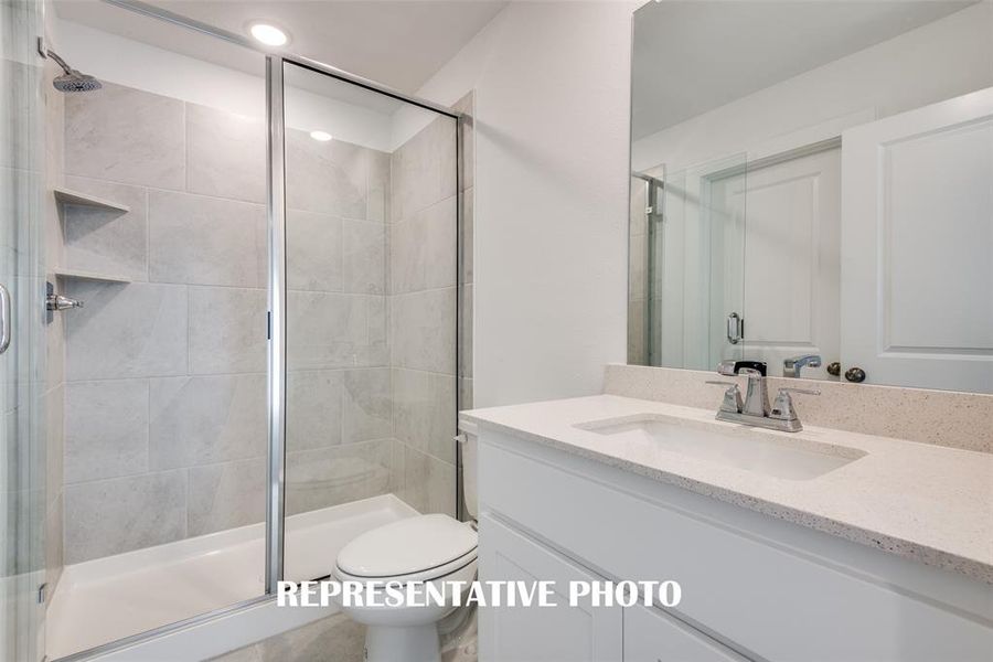 Beautifully finished guest baths await you in our Marseille floor plan.  REPRESENTATIVE PHOTO