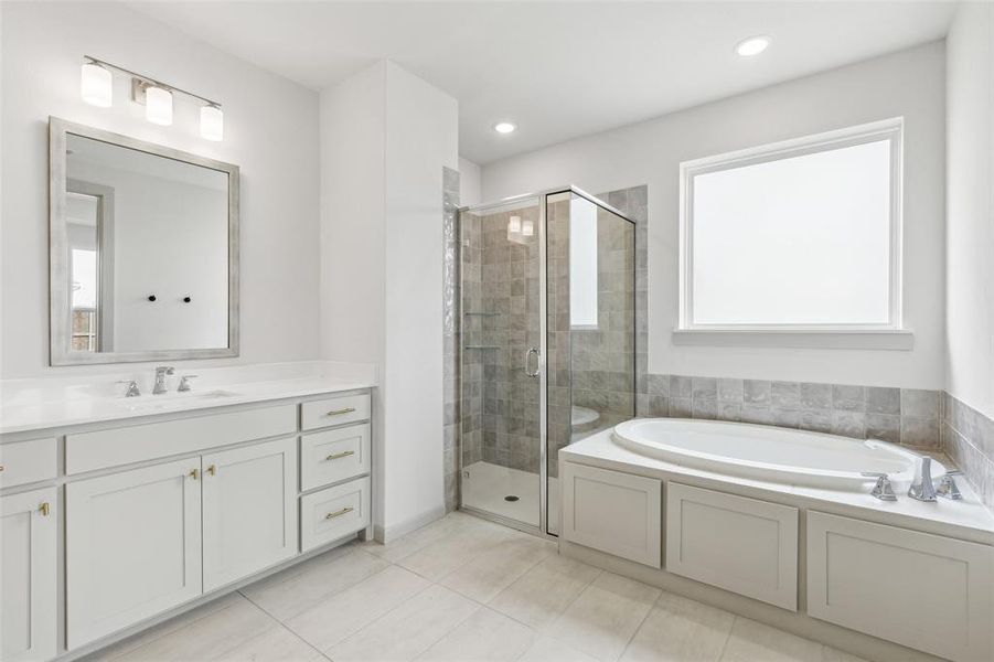 Featuring a spacious walk in shower paired with a relaxing garden tub, you will love everything this wonderful owner's suite has to offer!