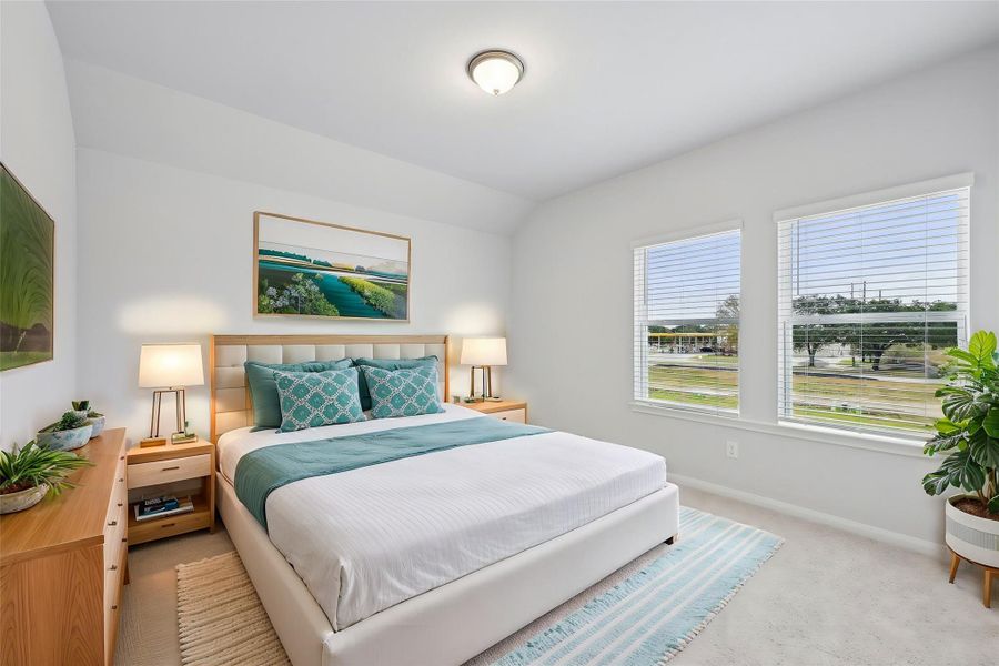 This beautifully designed bedroom is created to provide both comfort and tranquility, making it an ideal space for relaxation and rest.