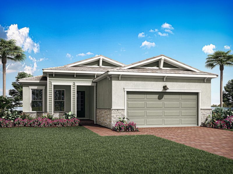 Front exterior of a new home in Tradition, Port St. Lucie, FL, highlighting curb appeal (Image 1). Front exterior of a new home in Tradition, Port St. Lucie, FL, highlighting curb appeal (Image 1).