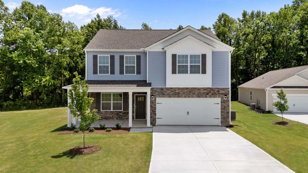 Representative exterior photo of a completed home built from the Penwell by D.R. Horton in Bentridge, Rocky Mount, NC (Image 2). Representative exterior photo of a completed home built from the Penwell by D.R. Horton in Bentridge, Rocky Mount, NC (Image 2).