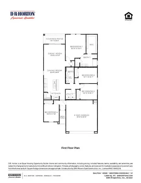 2D floor plan layout of this home in Western Crossing, Florence, AZ (Image 4).