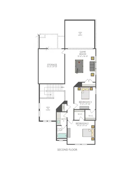 2D floor plan layout of this home in Flora, Hutto, TX (Image 6).