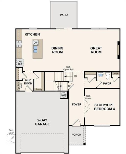 2D floor plan layout of this home in Hawthorne Reserve, Dallas, GA (Image 3).