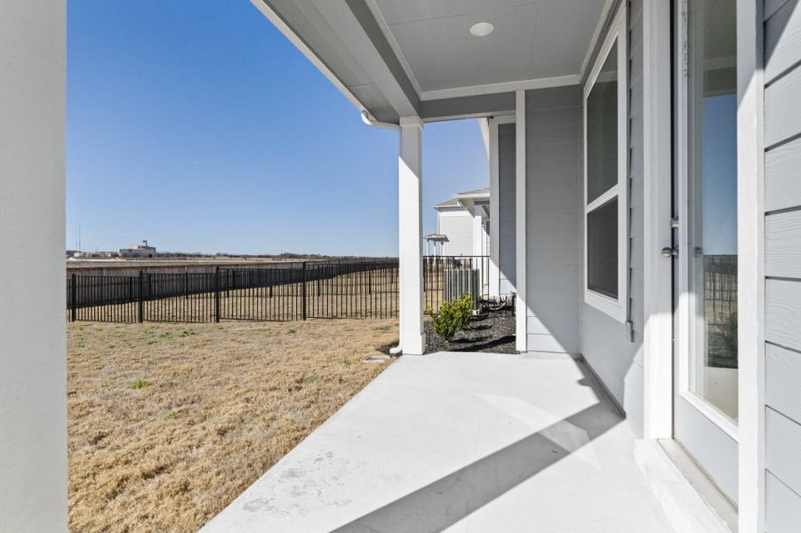 Exterior details and patio area of a home in Avery Centre, Round Rock (Image 3).