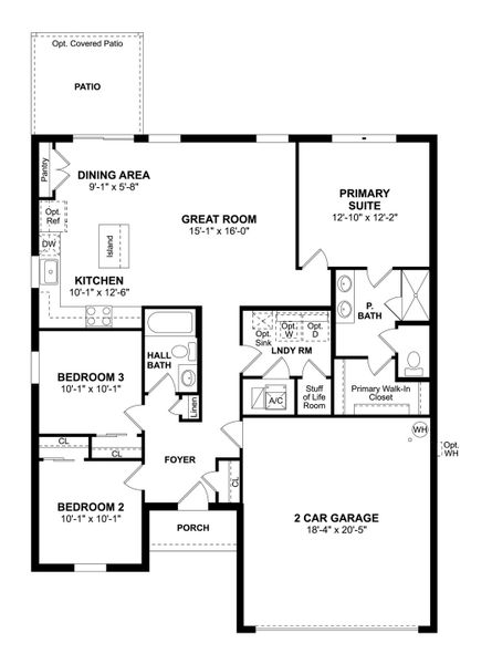2D floor plan layout for the Azalea II by K. Hovnanian® Homes in Aspire at The Pines, Citrus Springs, FL (Image 3).