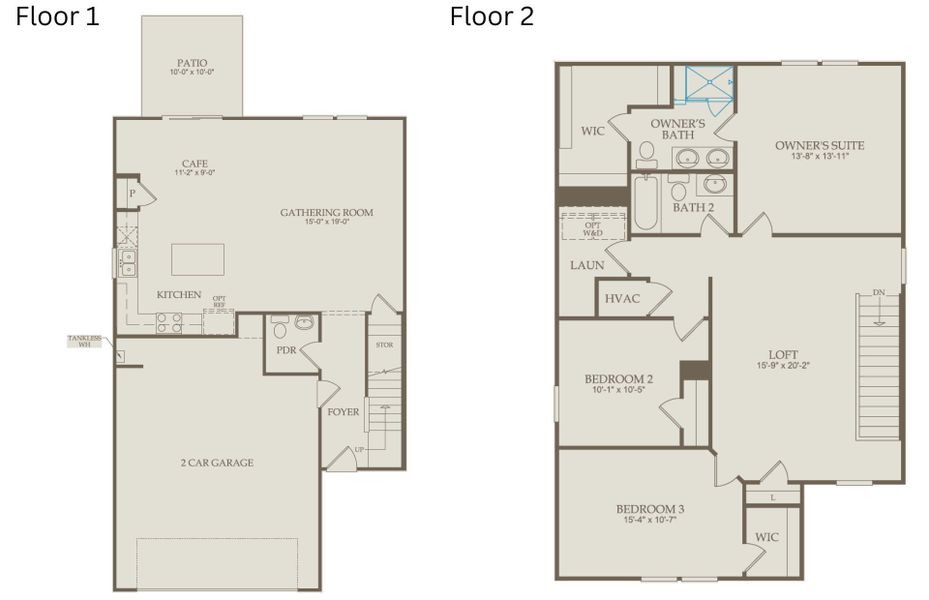 2D floor plan layout of this home in Carpenter Falls, Durham, NC (Image 3).