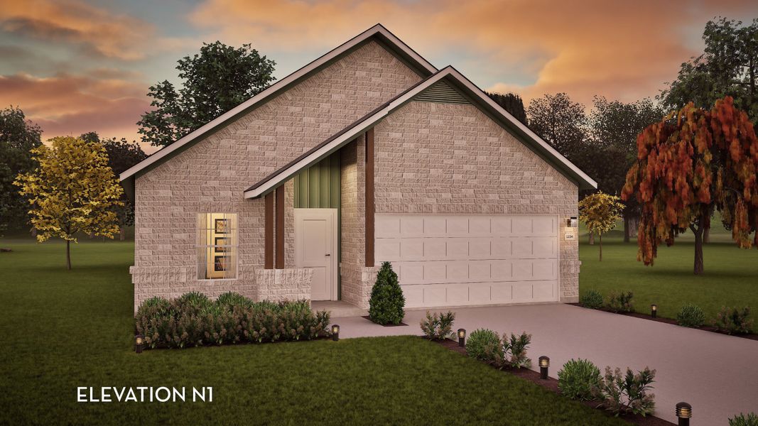 Front exterior of a new home in Saddlebrook Estates, Waxahachie, TX, highlighting curb appeal (Image 27). Front exterior of a new home in Saddlebrook Estates, Waxahachie, TX, highlighting curb appeal (Image 27).