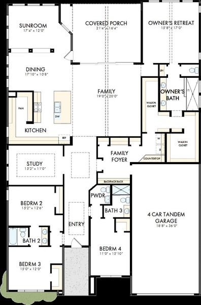 2D floor plan layout of this home in ARTAVIA - Parkview Collection, Conroe, TX (Image 2). 2D floor plan layout of this home in ARTAVIA - Parkview Collection, Conroe, TX (Image 2).