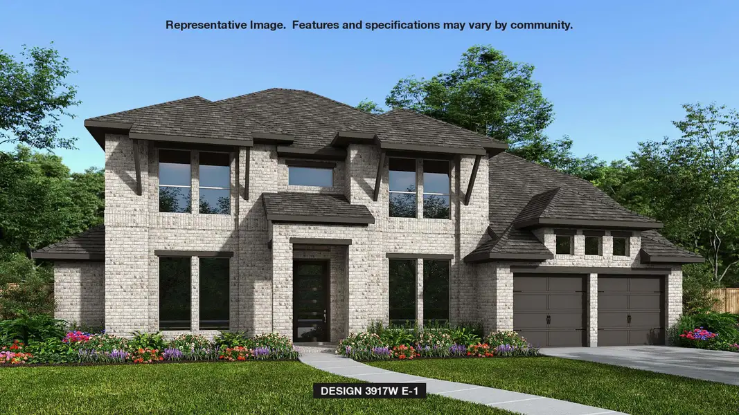 View of front facade featuring brick siding, concrete driveway, an attached garage, and a front lawn View of front facade featuring brick siding, concrete driveway, an attached garage, and a front lawn