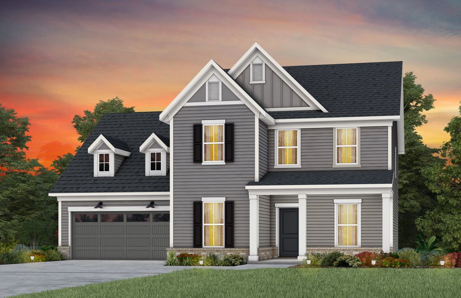 Front exterior of a new home in Forest Creek, Waxhaw, NC, highlighting curb appeal (Image 22). Front exterior of a new home in Forest Creek, Waxhaw, NC, highlighting curb appeal (Image 22).