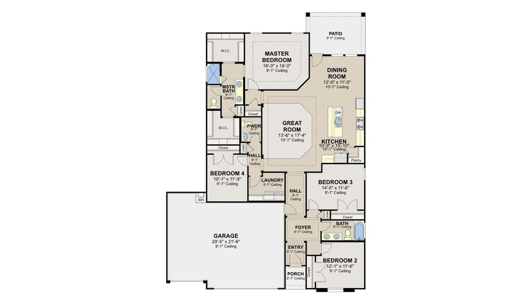 2D floor plan layout for the Arlington by Hakes Brothers in Hickory Ridge Estates, Elmendorf, TX (Image 3).