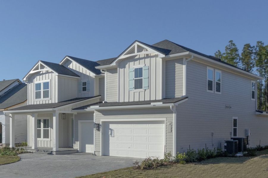 Representative exterior photo of a completed home built from the Julington by Riverside Homes in Hidden Creek at SilverLeaf 70' Series, St. Augustine, FL (Image 21).