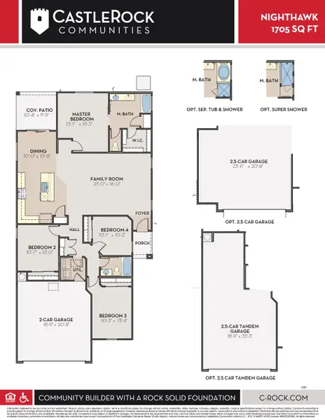 2D floor plan layout for the Nighthawk by CastleRock Communities in Rancho Mirage, Maricopa, AZ (Image 3).