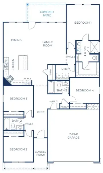 2D floor plan layout of this home in Hillside Village, Temple, TX (Image 1). 2D floor plan layout of this home in Hillside Village, Temple, TX (Image 1).