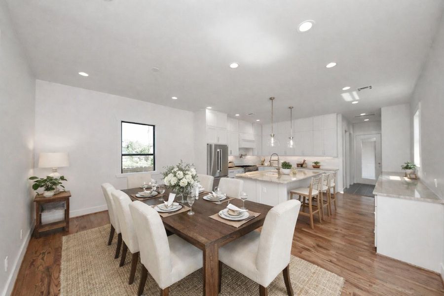 Chef Kitchen with Dining room and a lot of storage space.