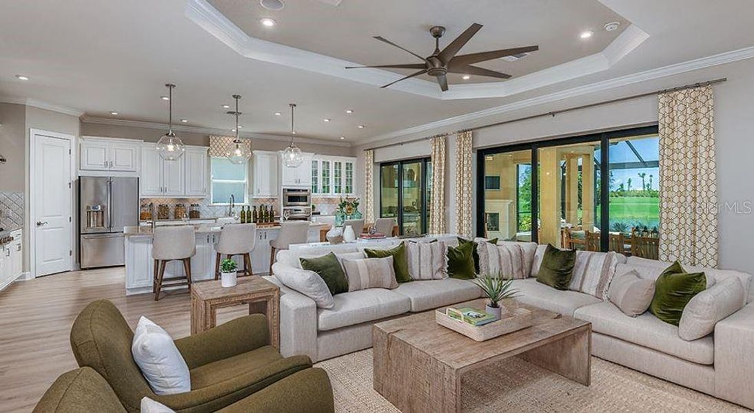 Furnished interior view inside a new home in Esplanade at Azario Lakewood Ranch, Bradenton (Image 4). Furnished interior view inside a new home in Esplanade at Azario Lakewood Ranch, Bradenton (Image 4).
